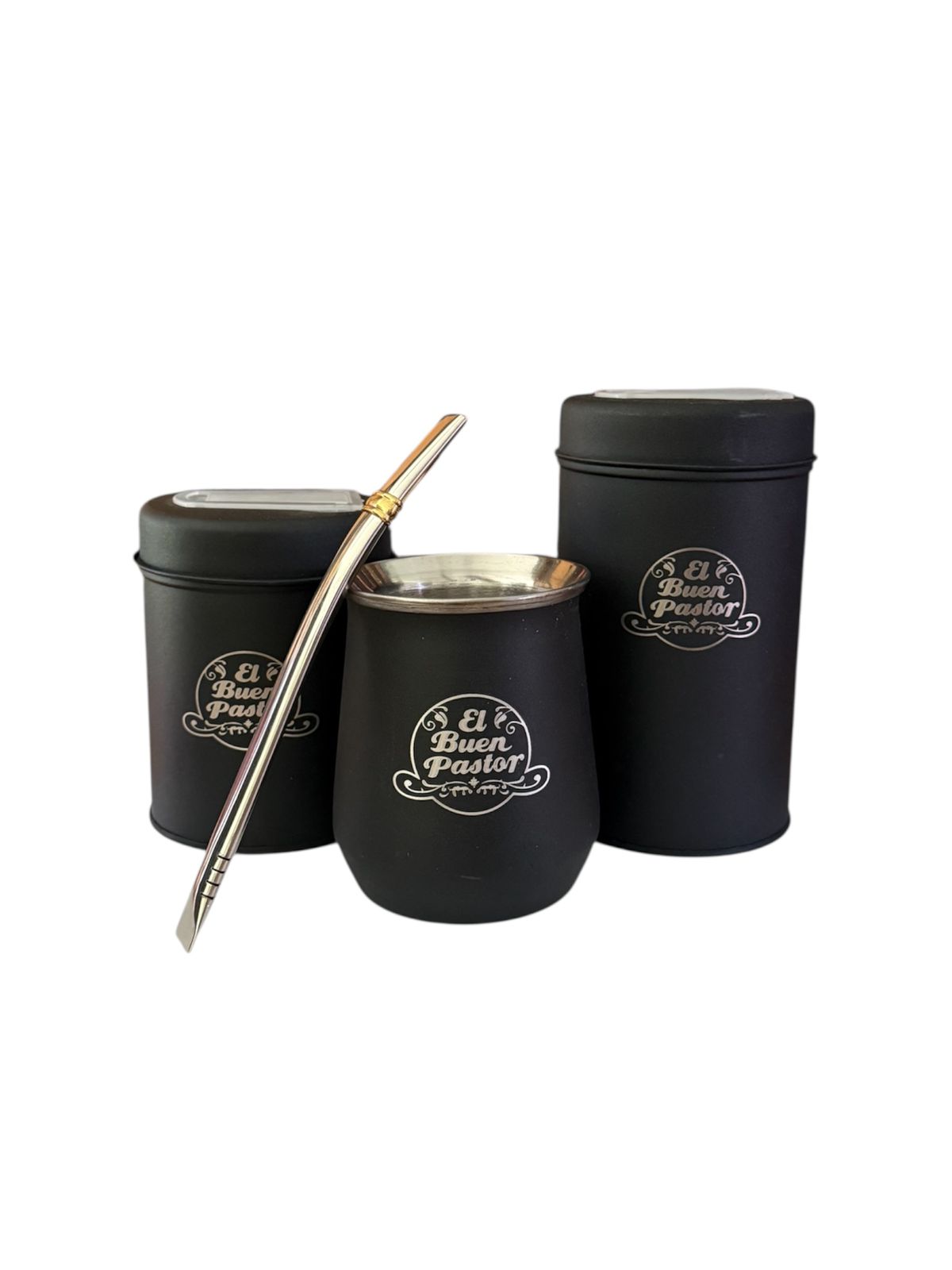 Set Matero Negro Acero Inoxidable El Buen Pastor