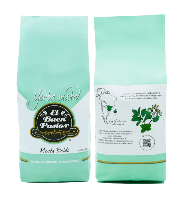 Pack 5 Yerba Mate Menta Boldo El Buen Pastor 500 G libre de gluten