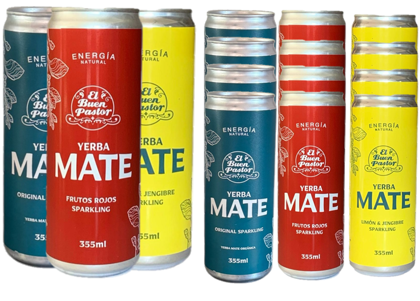 Pack x 12 Uni Bebida Energizante Natural Surtidas Yerba Mate El Buen Pastor 355 ml