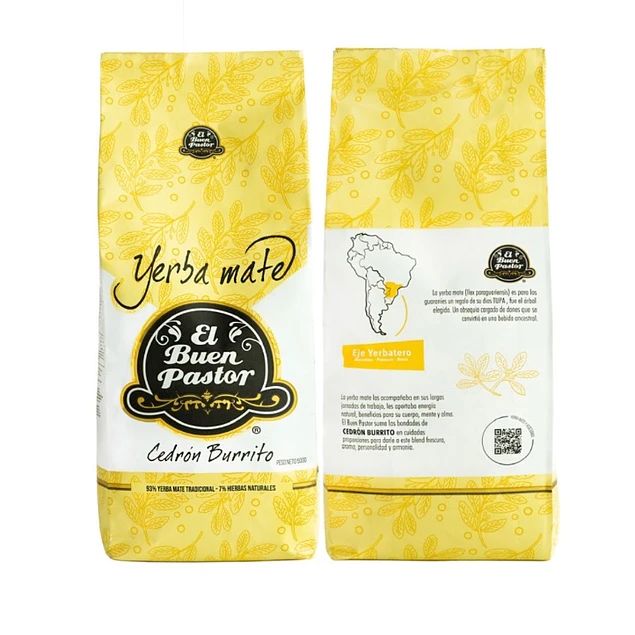 Pack 5 Yerba Mate Cedrón Burrito El Buen Pastor 500g libre de gluten