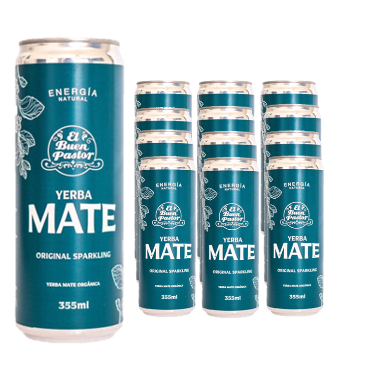 Pack x 12 Uni Bebida Energizante Natural Yerba Mate El Buen Pastor 355ml