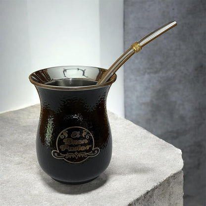 Mate Acero Inoxidable Negro Brillante El Buen Pastor