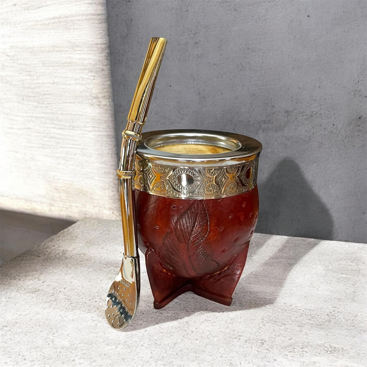 Mate Imperial de Calabaza con Bombilla de Alpaca El Buen Pastor