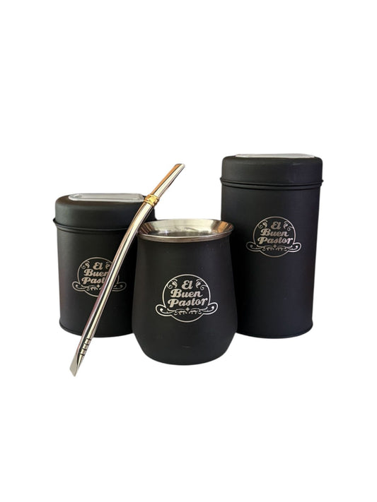 Set Matero Negro Acero Inoxidable El Buen Pastor