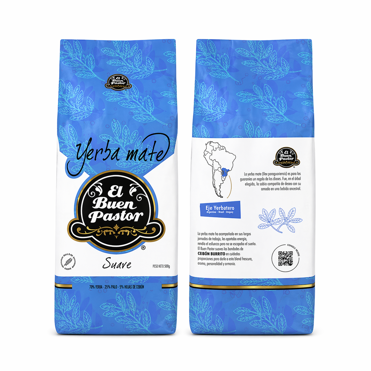 Pack 5 Yerba Mate Tradicional Suave El Buen Pastor 500 G libre de gluten