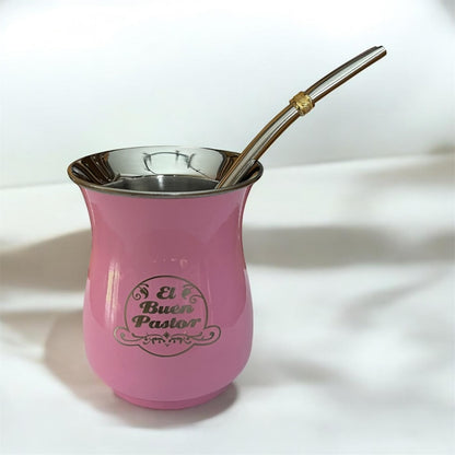 Mate Acero Inoxidable Rosado El Buen Pastor