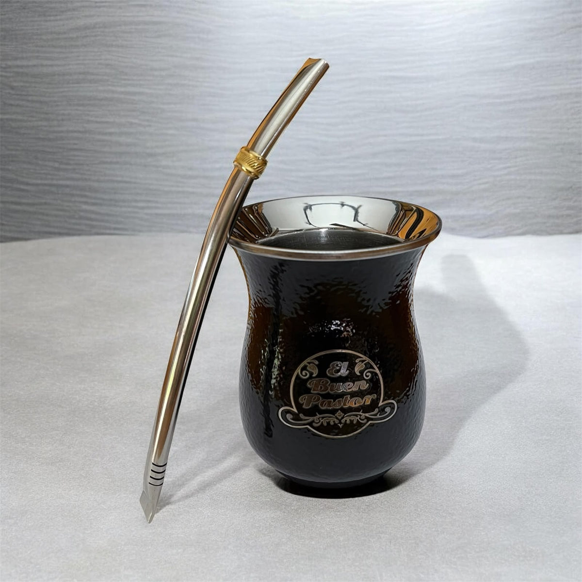 Mate Acero Inoxidable Negro Brillante El Buen Pastor