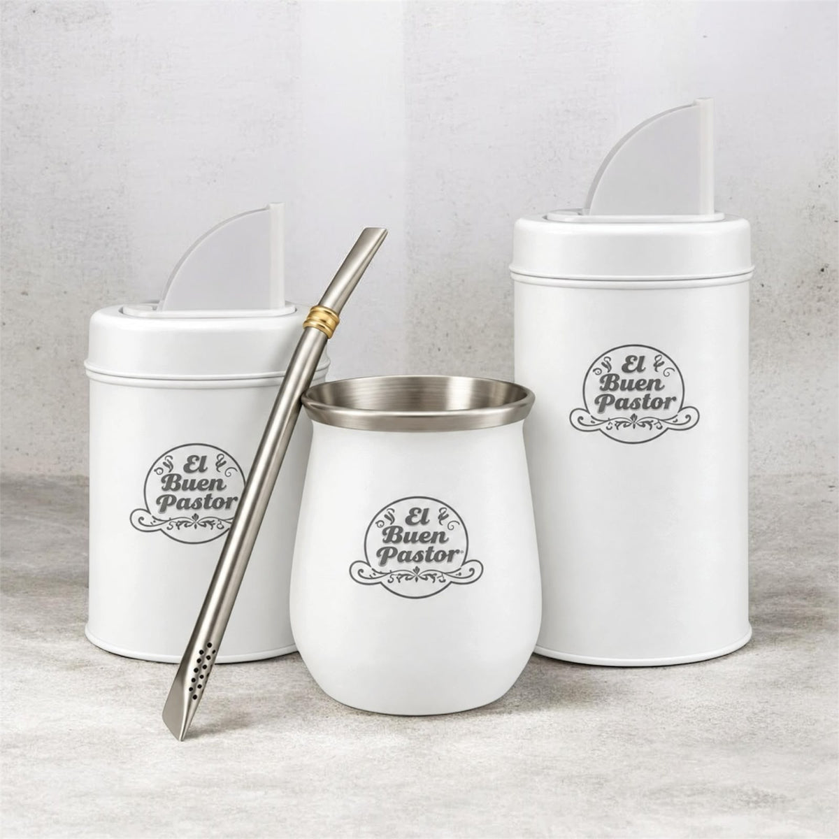 Set Matero Acero Inoxidable Blanco El Buen Pastor