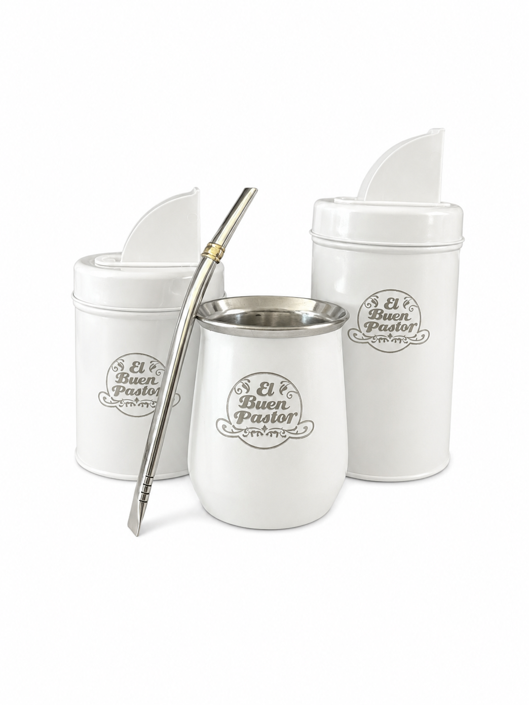 Set Matero Acero Inoxidable Blanco El Buen Pastor