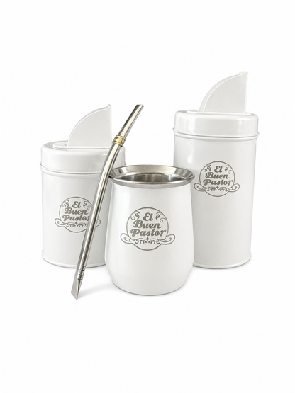 Set Matero Acero Inoxidable Blanco El Buen Pastor