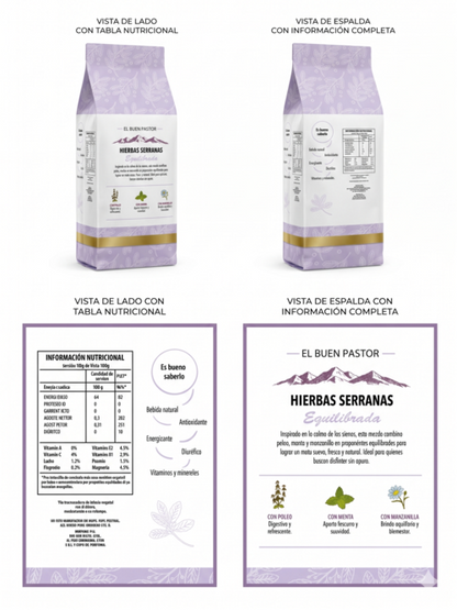 Pack 5 Yerba Mate Hierbas Serranas El Buen Pastor 500g libre de gluten