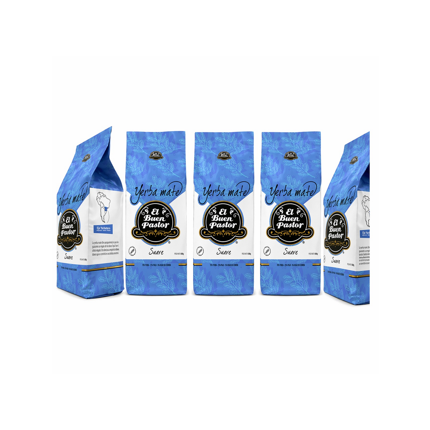 Pack 5 Yerba Mate Tradicional Suave El Buen Pastor 500 G libre de gluten