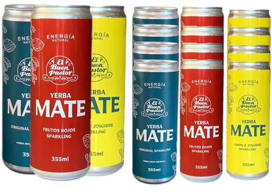 Pack x 12 Uni Bebida Energizante Natural Surtidas Yerba Mate El Buen Pastor 355 ml