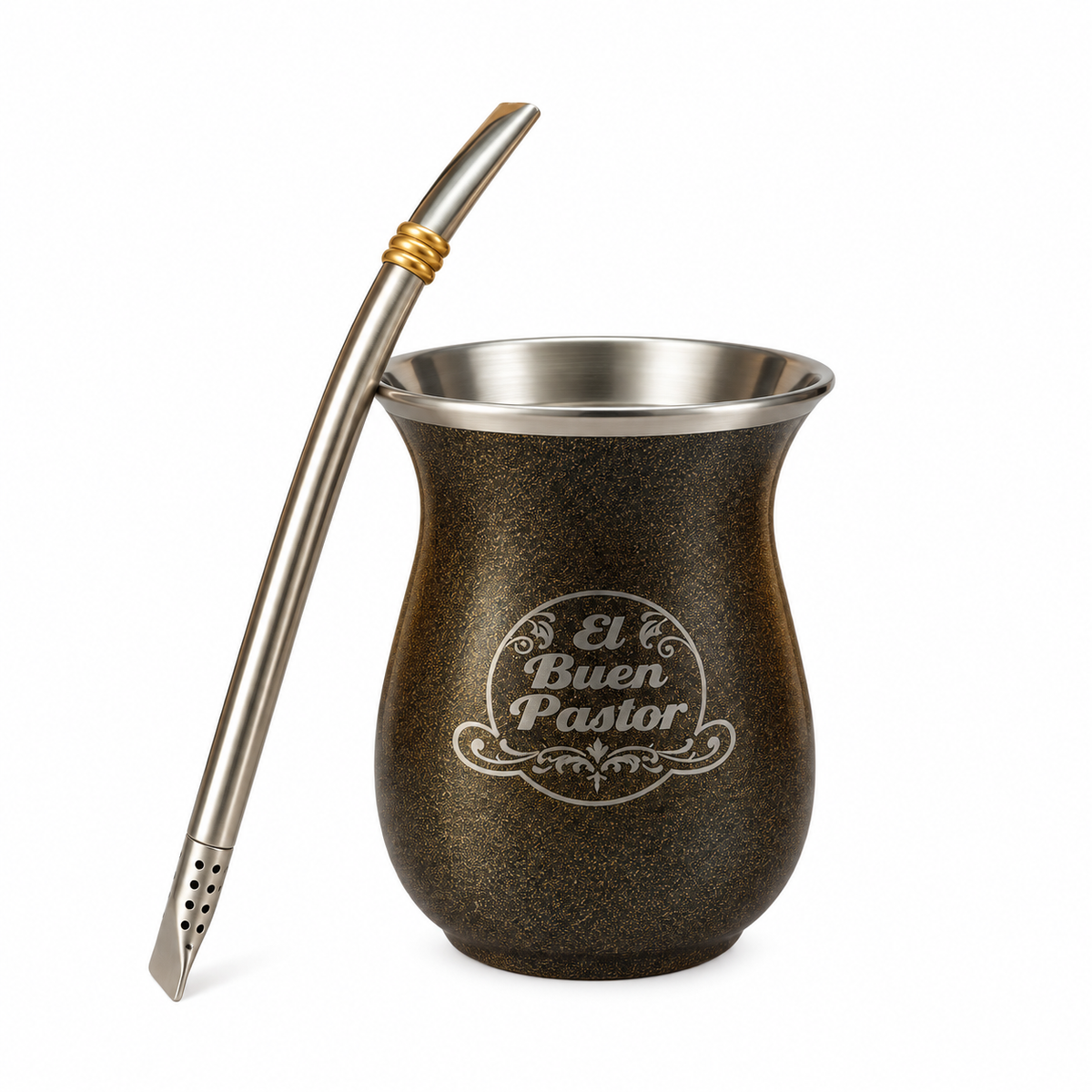 Mate Acero Inoxidable Dorado Grafito El Buen Pastor