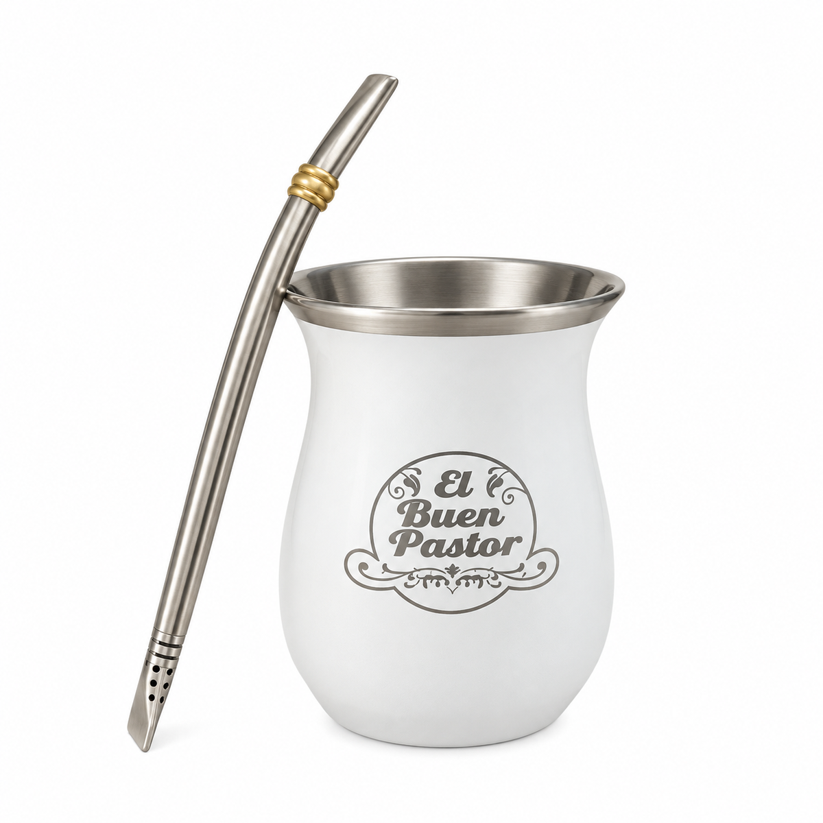 Mate Acero Inoxidable Blanco El Buen Pastor