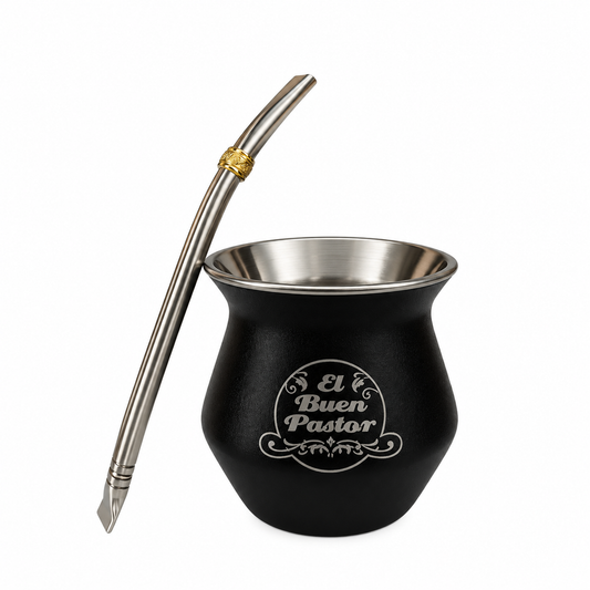 Mate Acero Inoxidable Negro Mate El Buen Pastor