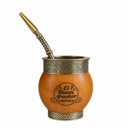 Mate Imperial de Madera Algarrobo y Bombilla Alpaca
