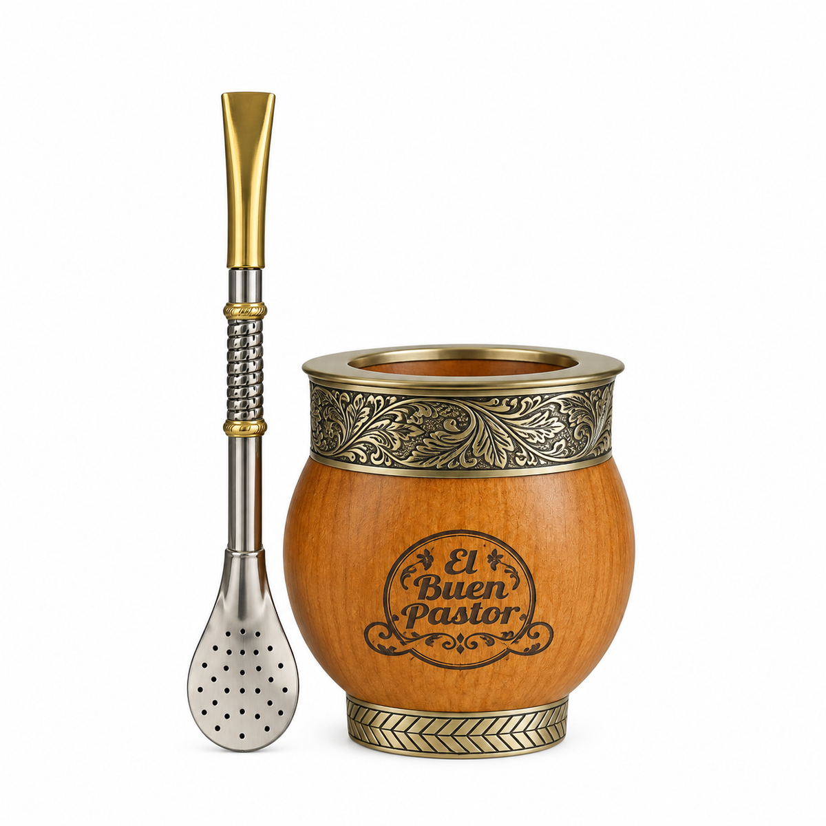 Mate Imperial de Madera Algarrobo y Bombilla Alpaca