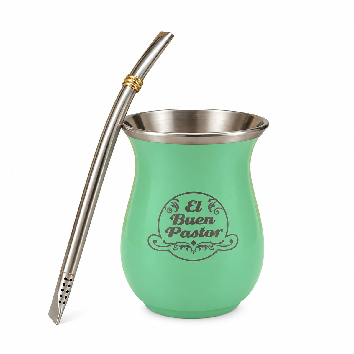 Mate Acero Inoxidable Verde Agua El Buen Pastor