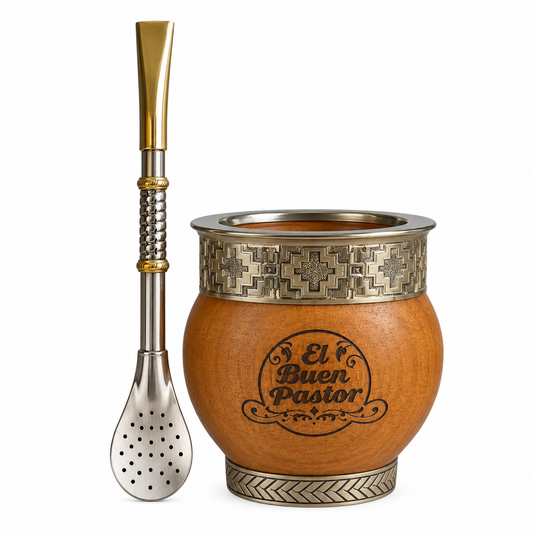 Mate Imperial de Madera Algarrobo y Bombilla Alpaca