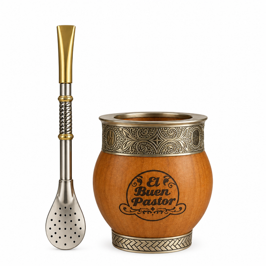Mate Imperial de Madera Algarrobo y Bombilla Alpaca
