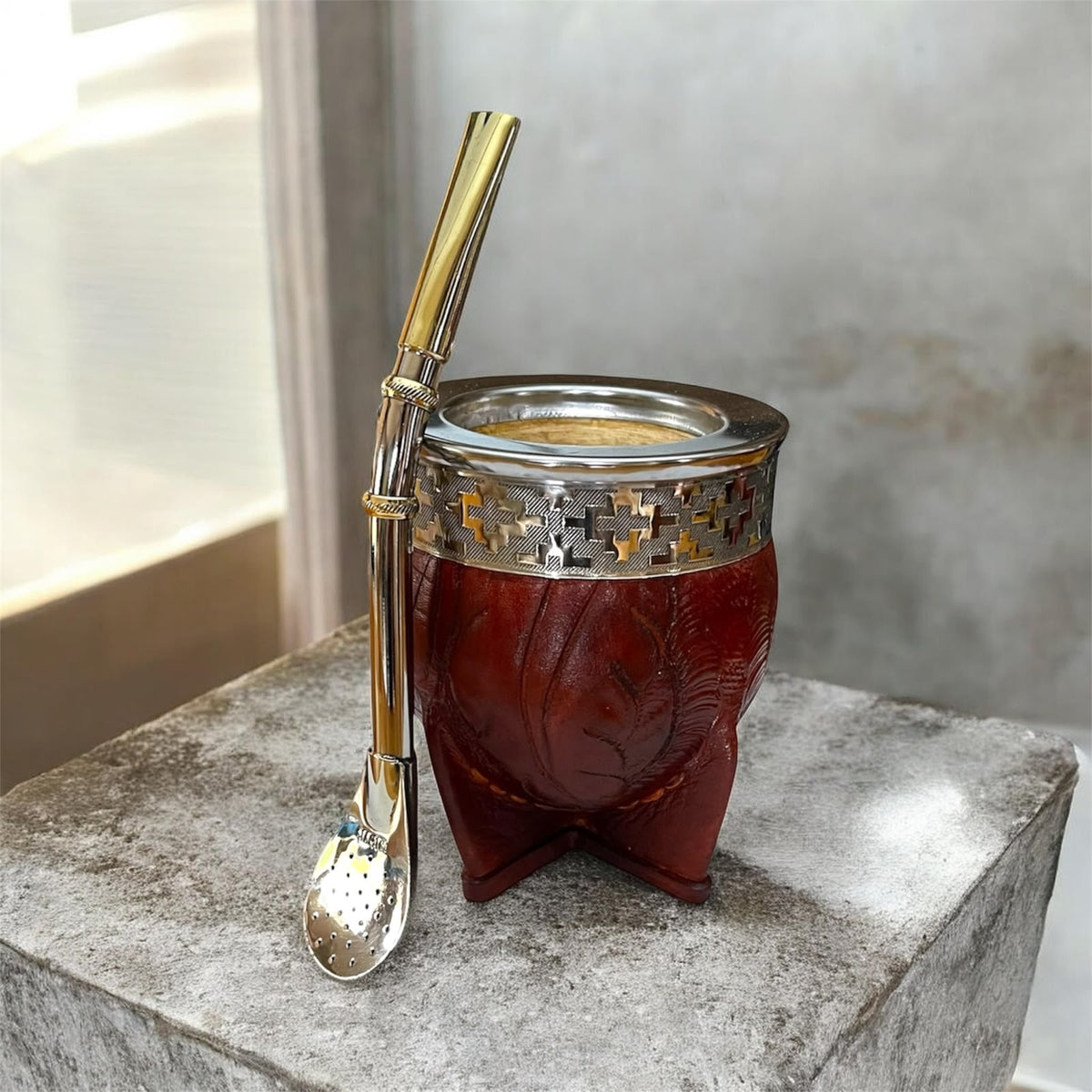 Mate Imperial de Calabaza con Bombilla de Alpaca El Buen Pastor