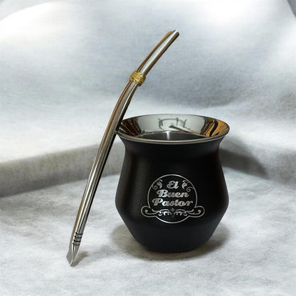 Mate Acero Inoxidable Negro Mate El Buen Pastor