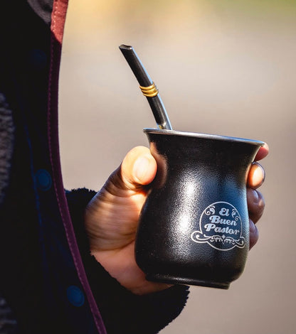 Mate Acero Inoxidable Negro Brillante El Buen Pastor