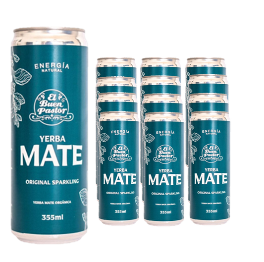 Pack x 12 Uni Bebida Energizante Natural Yerba Mate El Buen Pastor 355ml